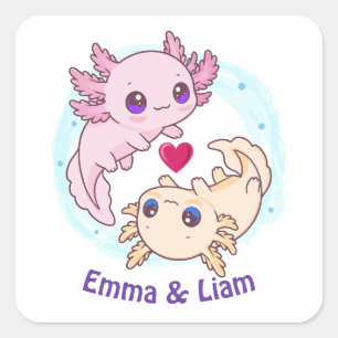 Autocollant personnalisé de couple Axolotl pour la