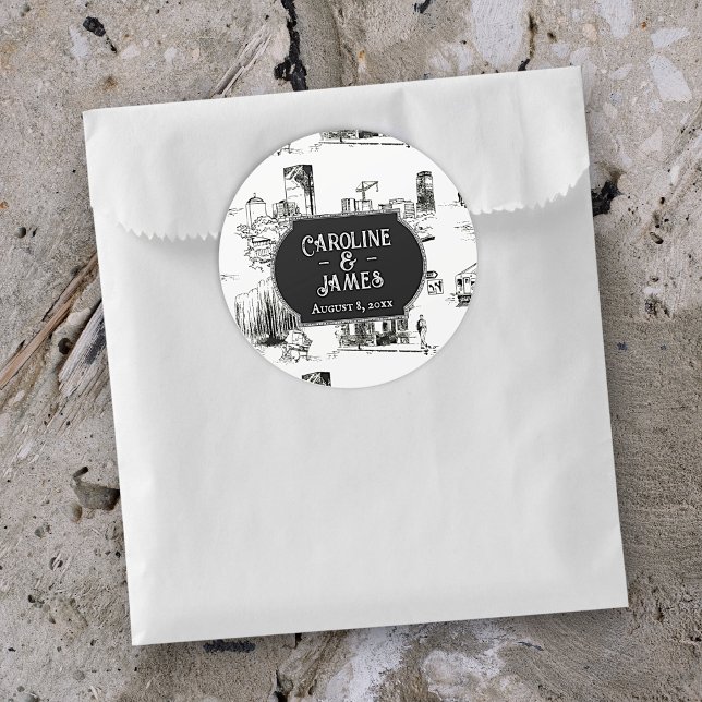 Autocollant personnalisé de mariage Toile de Bosto (Créateur téléchargé)