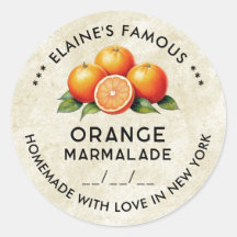 Autocollant personnalisé de marmelade d'orange vin