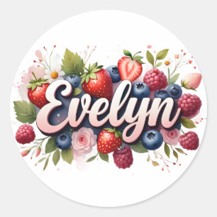 Autocollant personnalisé Evelyn Berry Design flora