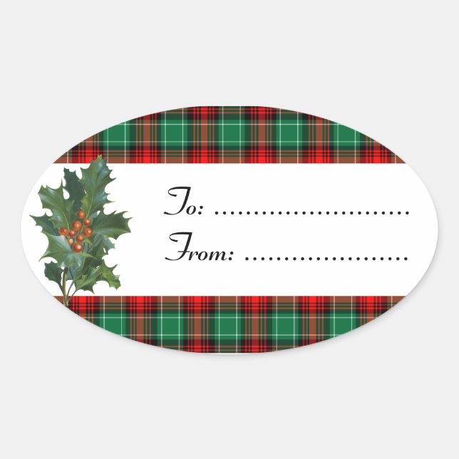 Autocollant personnalisé Holly Red Green Plaid (Devant)