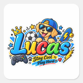 Autocollant personnalisé Lucas Stay Cool Cute Pupp