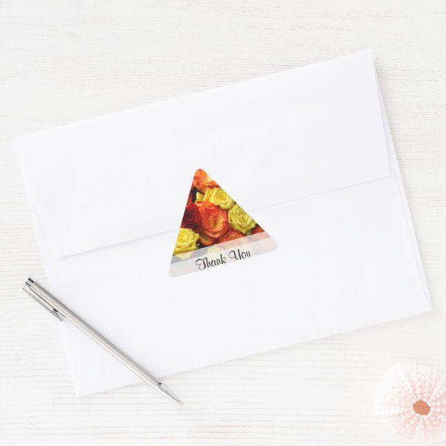 Autocollant personnalisé "Merci" Rose jaune/rouge/ (Enveloppe)
