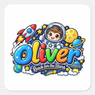 Autocollant personnalisé Oliver Atteindre les étoi