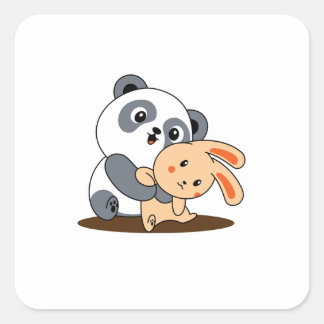 Autocollant personnalisé Panda et Lapin qui s'embr