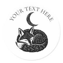 Autocollant personnalisé renard et lune croissante