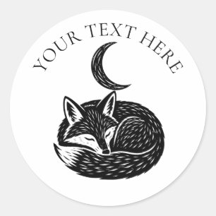 Autocollant personnalisé renard et lune croissante