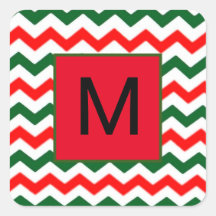 autocollant personnalisé vert et rouge initial