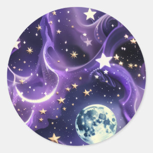 Autocollant - Phases de la Lune Céleste Violette D