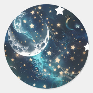 Autocollant - Phases lunaires bleu glacial Céleste