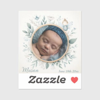 Autocollant photo bébé personnalisable avec cadre