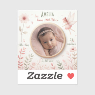 Autocollant photo bébé personnalisable avec cadre