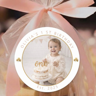 Autocollant Photo de Premier Anniversaire de Lucky