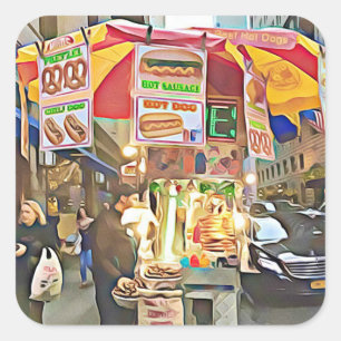 Autocollant photo du stand Hot Dog de New York