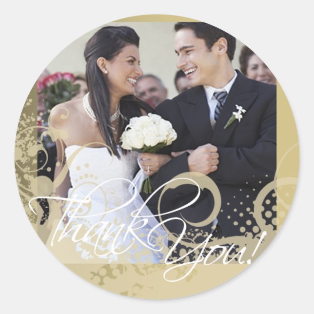 Autocollant photo Merci (Grungy Floral) (Devant)