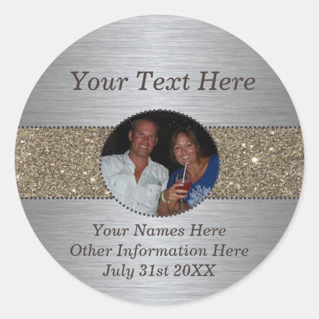 Autocollant photo personnalisé argent et Parties s (Devant)