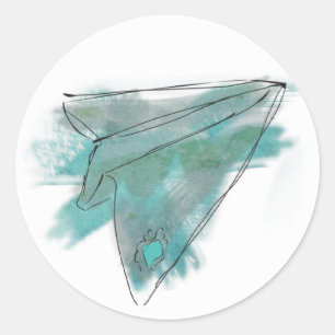 Autocollant plat de papier d'aquarelle
