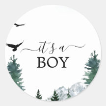 Autocollant pour Baby Shower "C'est un garçon" Roc