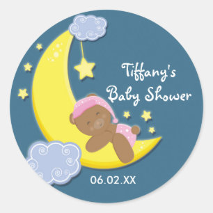 Autocollant pour Baby Shower Filles Teddy Bear Lun