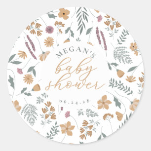 Autocollant pour Baby Shower Fleur Sauvage - Orang