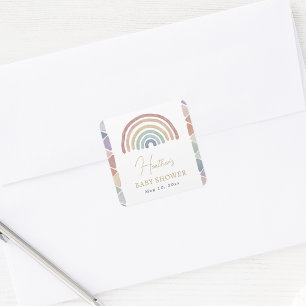 Autocollant pour Baby Shower Pastel Rainbow