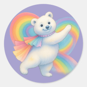 Autocollant pour enfants ours polaire arc-en-ciel