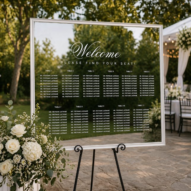 Autocollant Pour Fenêtre 11 Tableau Sièges en blanc Script transparent (Créateur téléchargé)