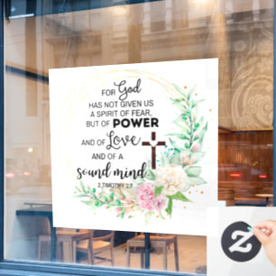 Autocollant Pour Fenêtre 2 Timothée 1:7 Dieu n'a pas donné un esprit de peu