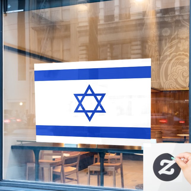 Autocollant Pour Fenêtre 52" x 37.56" Israel Flag Window Cling  (Fenêtre de café)
