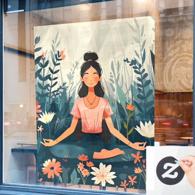 Autocollant Pour Fenêtre 52" x 72" Yoga (Fenêtre de café)