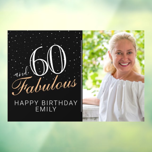 Autocollant Pour Fenêtre 60 et fabuleux moderne Black 60e anniversaire Phot (Feuille 3)