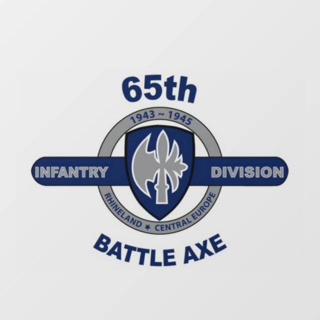 Autocollant Pour Fenêtre 65e division d'infanterie (Feuille)