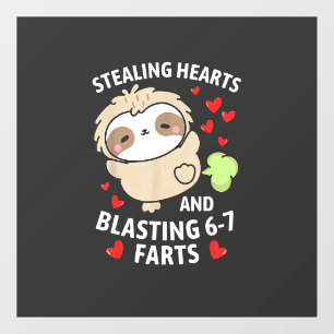 Autocollant Pour Fenêtre 67 Mème vole des coeurs Saint-Valentin paresseux E