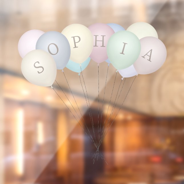 Autocollant Pour Fenêtre 6 Lettres Personnalisées Ballons Pastels Rétro & S (Feuille 2)