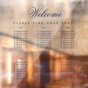 Autocollant Pour Fenêtre 6 Tableau Sièges Graphique Marine Bleu Script tran