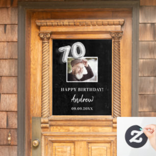 Autocollant Pour Fenêtre 70e anniversaire fête noir photo nom mec