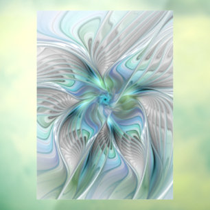 Autocollant Pour Fenêtre Abstrait Bleu Vert Papillon Imaginaire Fractal Art