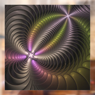 Autocollant Pour Fenêtre Abstrait brillant Trippy coloré 3D Fractal Art