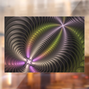 Autocollant Pour Fenêtre Abstrait brillant Trippy coloré 3D Fractal Art