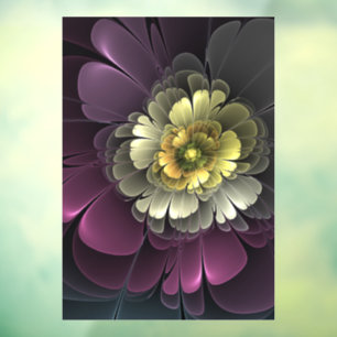 Autocollant Pour Fenêtre Abstrait Purpur moderne Khaki Gris Fleur fractale