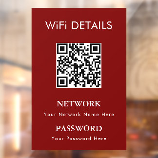 Autocollant Pour Fenêtre Accès au réseau WiFi | Affichage du mot de passe d