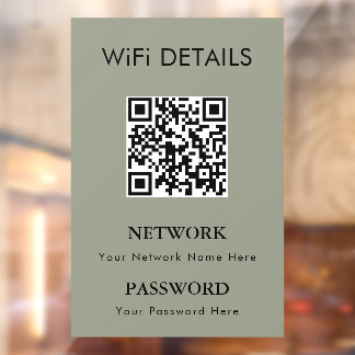 Autocollant Pour Fenêtre Accès au réseau WiFi | Affichage du mot de passe d