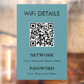Autocollant Pour Fenêtre Accès au réseau WiFi | Affichage du mot de passe d