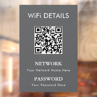 Autocollant Pour Fenêtre Accès au réseau WiFi | Affichage du mot de passe d