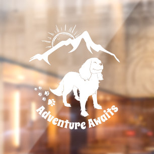 Autocollant Pour Fenêtre Adventure Attend Randonnée Cavalier Spaniel  