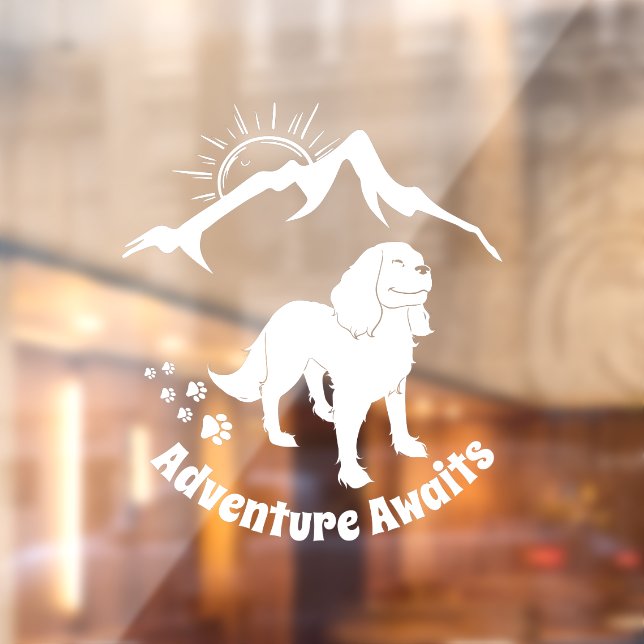 Autocollant Pour Fenêtre Adventure Attend Randonnée Cavalier Spaniel   (Feuille 2)