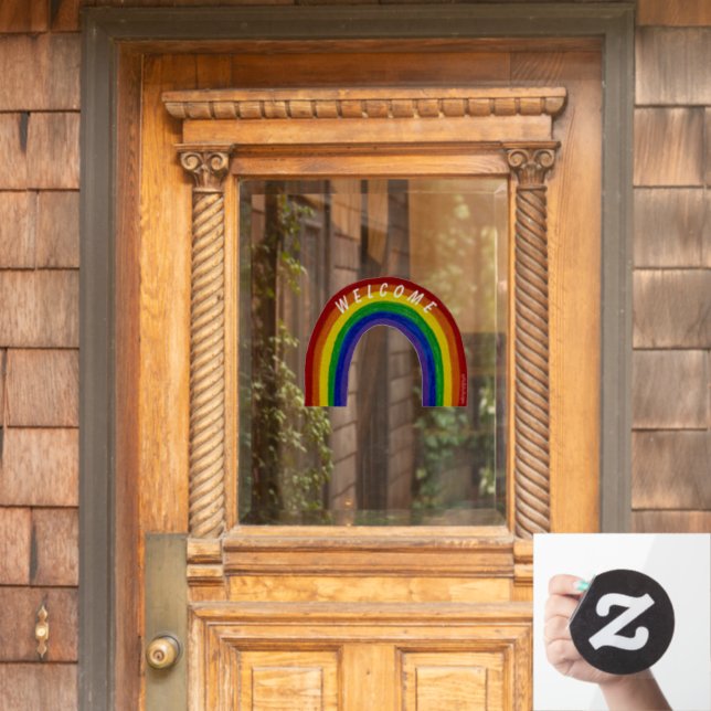 Autocollant Pour Fenêtre Affiche de bienvenue arc-en-ciel (Porte d'accueil)