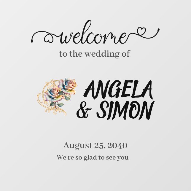 Autocollant Pour Fenêtre Affiche de bienvenue Mariage miroir. Personnalisez (Feuille)