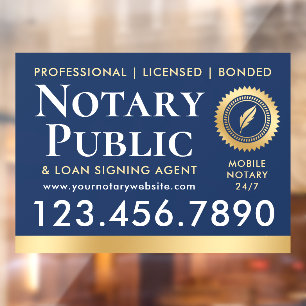 Autocollant Pour Fenêtre Agent de signature de notaire public Élégant Navy