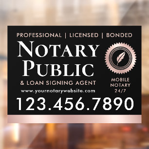 Autocollant Pour Fenêtre Agent de signature de prêt de notaire public Black